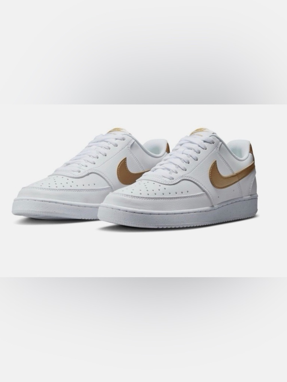 Nike Court Vision Low in White and Gold